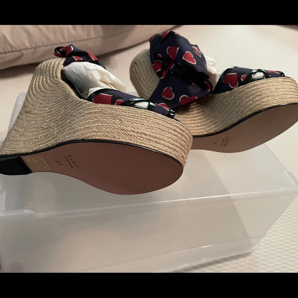 Gucci wedge sandals espadrille heart print size 37 - Picture 10 of 10